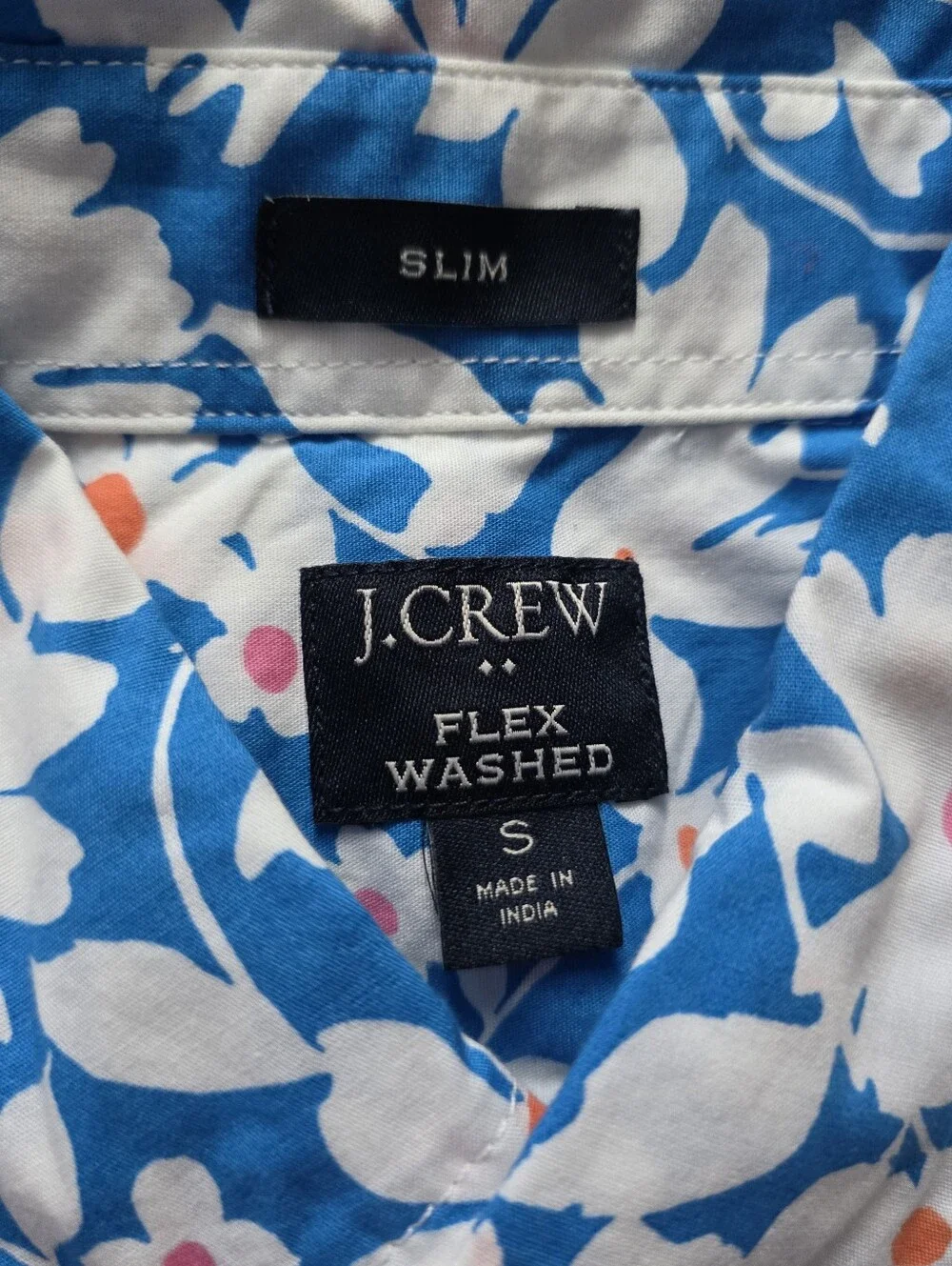 J. Crew Blue Floral Short-Sleeve Button-Up Shirt